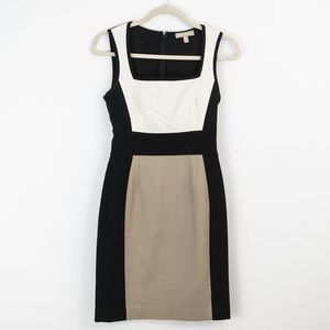 Banana Republic Color Block Stretch Cotton Dress Size 2p Black/White/Beige